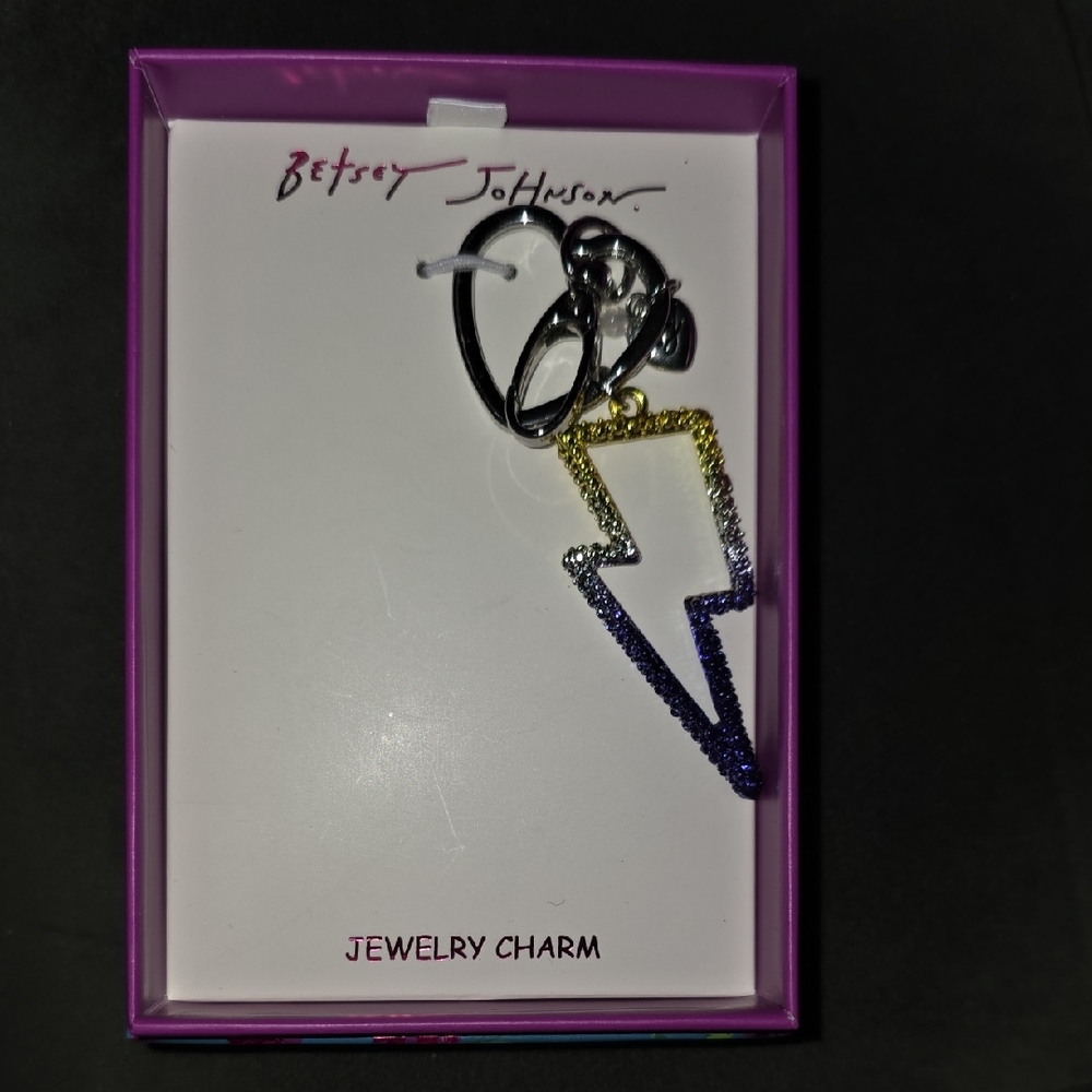 NWT Betsey Johnson Gradient Lightning Bolt Bag Charm
